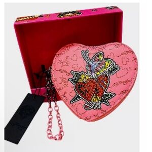 Ed Hardy Pink Zippered Pouch